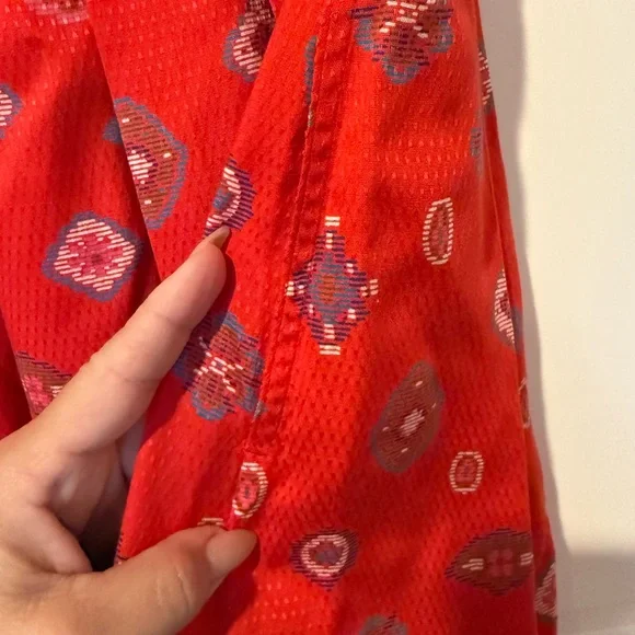 Red Patterned Midi Skirt - Picture 7 of 15